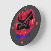 Tartan Heart & Scottie Dog Horloge murale (Angle)