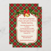 Tartan holly sells fête de Noël Invitation (Devant / Derrière)