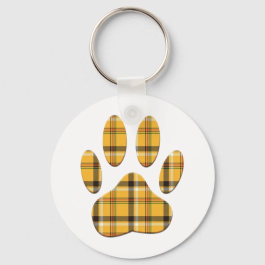 Tartan Hond Pootafdruk Sleutelhanger (Voorkant)