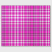 Tartan - Hot Roze-Wit-Zwart Cadeaupapier (Vlak)