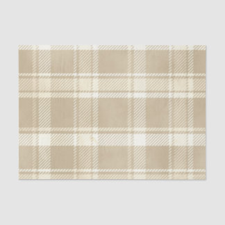 Tartan in beige, crème en Bleek geel Tissuepapier