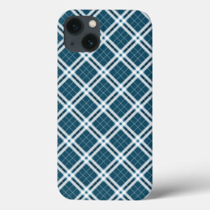 Tartan in blauw en wit iPhone 13 hoesje