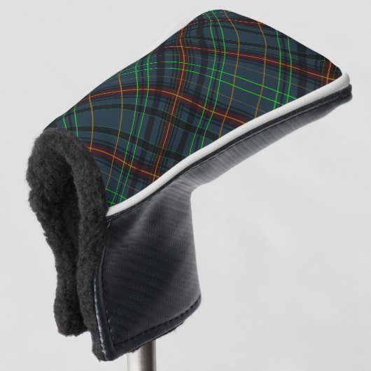 Tartan in blauw, oranje, groen... golfheadcover (3/4 voorkant)