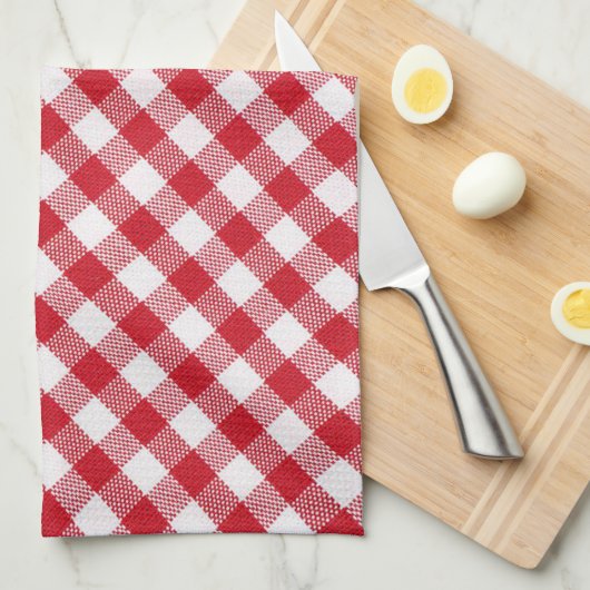 Tartan in het wit en rood theedoek (Quarter Fold)