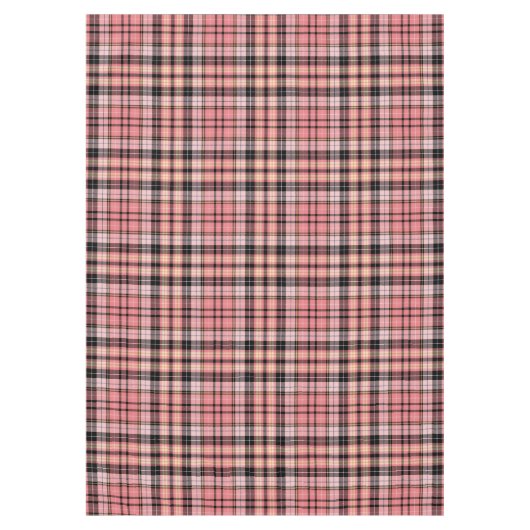 Tartan in roze, perzikkleurig, zwart tafelkleed (Voorkant)