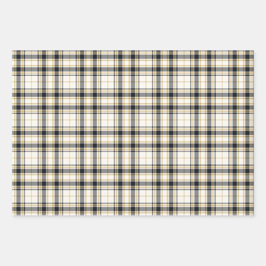 Tartan - Ivory Mustard Gold en Graphite Inpakpapier Vel (Voorkant 3)
