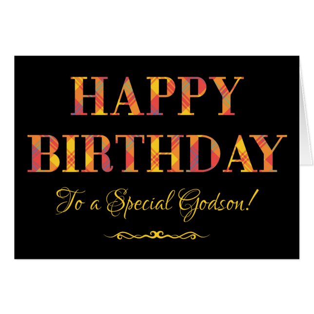 Tartan jaune sur l'Anniversaire noir pour Godson s (Devant horizontal)