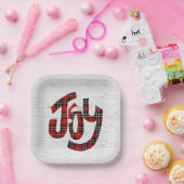 Tartan Joy over witte baars Papieren Bordje (Feest)