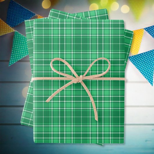 Tartan - Levendig donkergroen tot lichtgroen Inpakpapier Vel