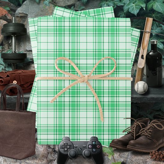 Tartan - Levendig pastelgroen tot donkergroen Inpakpapier Vel