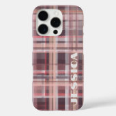 Tartan Monogram Burgundy Red Blush Pink Stripes Case-Mate iPhone Case (Achterkant)