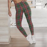 Tartan Motif de chèque rouge vert<br><div class="desc">Améliorez votre garde-robe traditionnelle d'hiver avec ces leggings écossais en tartan de clan écossais de qualité,  colorés et audacieux. Idéal pour les vacances et parfait pour les activités hivernales,  l'entraînement ou l'entraînement</div>