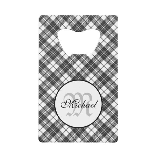 Tartan motif Noël noir blanc Monogramme (Devant)