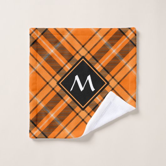 Tartan orange d'Halloween (Gant de toilette)