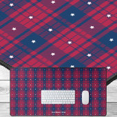 Tartan - Patriotique - Bleu Rouge Étoiles Blanches