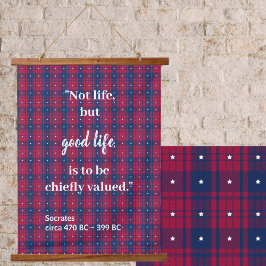 Tartan - Patriottisch - Red Blue White Stars Hood Hangend Wandkleed