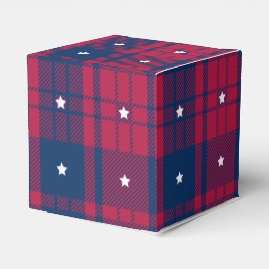 Tartan - Patriottisch - Rode Blauwe Wit Stars Hart Bedankdoosjes (Achterkant)