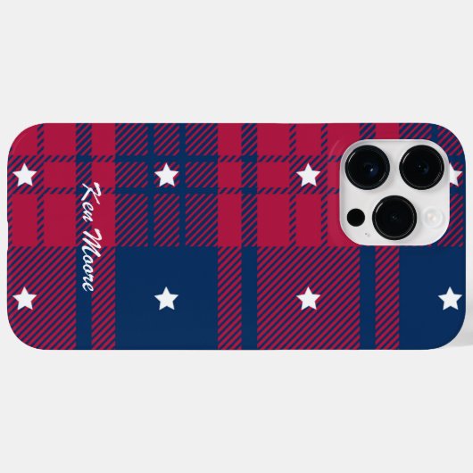Tartan - Patriottisch - Rode Blauwe Witte Stars Case-Mate iPhone Case (Achterkant (horizontaal))