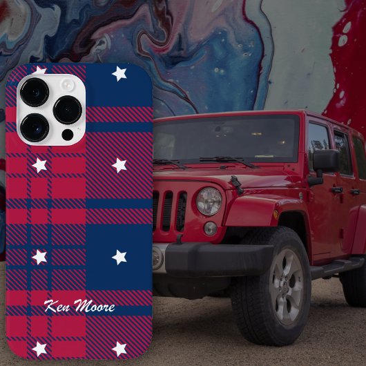 Tartan - Patriottisch - Rode Blauwe Witte Stars Case-Mate iPhone Case