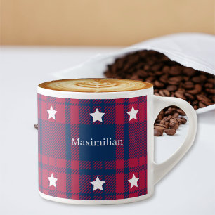 Tartan - Patriottisch - Rode Blauwe Witte Stars Espresso Kop