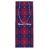 Tartan - Patriottisch - Rode Blauwe Witte Stars Wijn Cadeautas (Achterkant)
