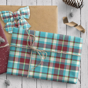 Tartan Patroon4 Turquoise en Red ID210 Cadeaupapier