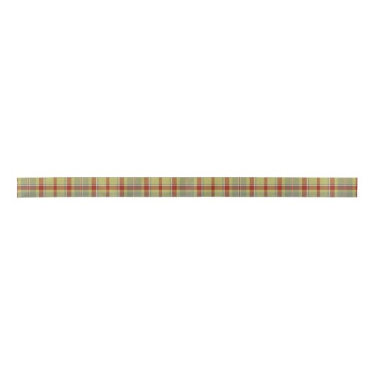Tartan Patroon Olijfgroen en rood ID210 Lint (Voorkant)