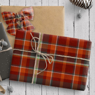 Tartan Pattern11 Paprika en Stone Grey ID210 Cadeaupapier