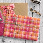 Tartan Pattern2 Oranje en roze ID210 Cadeaupapier