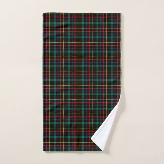 Tartan-patterned towel set with red, green, blue (Serviette à main)