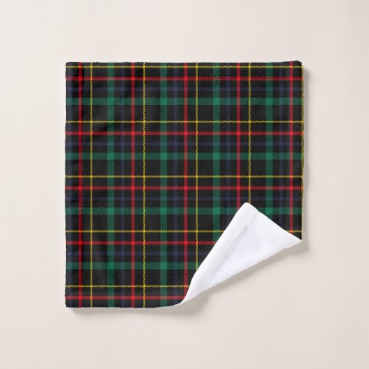 Tartan-patterned towel set with red, green, blue (Gant de toilette)