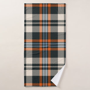 Tartan plaid automne motif en noir, orange, bleu