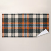 Tartan plaid automne motif en noir, orange, bleu (Serviette de bain)