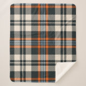 Tartan plaid automne motif en noir, orange, bleu (Devant)