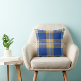 Tartan Plaid Blue and Yellow Throw Cushion Kussen