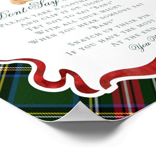 Tartan Plaid Christmas Bear Dont Say Baby Game Poster (Hoek)