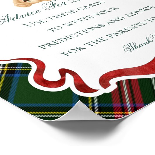 Tartan Plaid Christmas Bear Shower Advice for Baby Poster (Hoek)