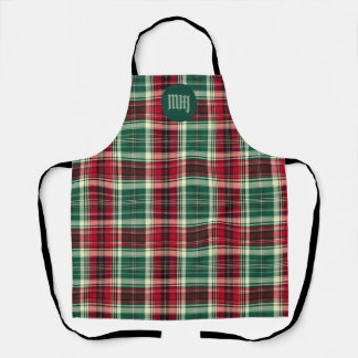 Tartan Plaid Christmas Custom Monogram– Apron Schort