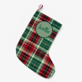 Tartan Plaid Christmas Stocking with Custom Name – Kleine Kerstsok (Voorkant (Hangend))