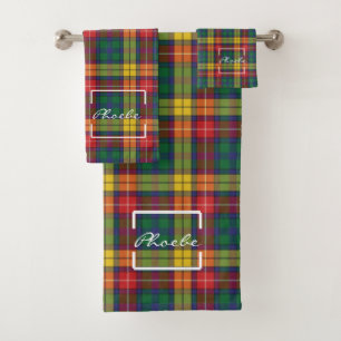 Tartan Plaid Clan Buchanan jaune rouge vert chèque