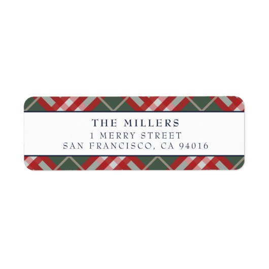 Tartan Plaid Étiquette de adresse vacances de Noël (Devant)