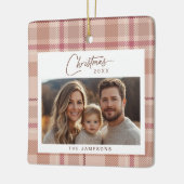 Tartan Plaid Foto Kerstmis Keramisch Ornament (Links)