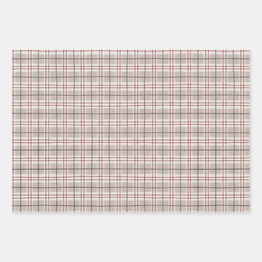 Tartan Plaid Hand getrokken Beige Strepen Patroon Inpakpapier Vel (Voorkant 2)