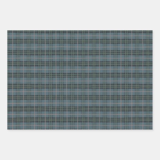 Tartan Plaid Hand getrokken stoffige blauwe strepe Inpakpapier Vel (Voorkant)
