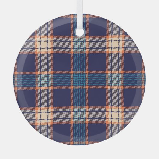 Tartan plaid, kleurrijke marine textuur. glas ornament (Voorkant)