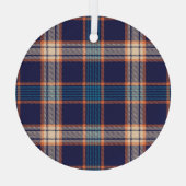 Tartan plaid, kleurrijke marine textuur. glas ornament (Achterkant)
