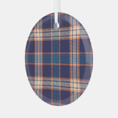 Tartan plaid, kleurrijke marine textuur. glas ornament (Voorkant links)