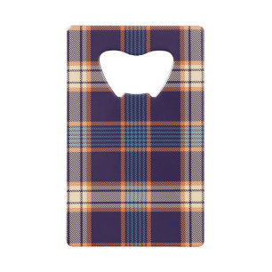 Tartan plaid, kleurrijke marine textuur. kredietkaart flessenopener