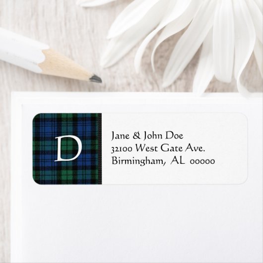 Tartan Plaid Monogram Adresetiketten Etiket (Insitu)