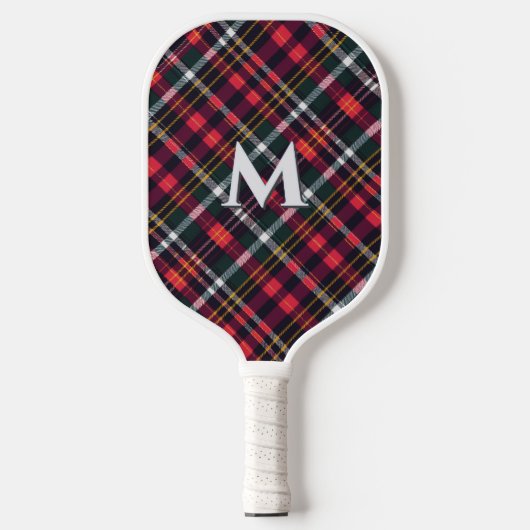 Tartan Plaid Monogram Pickleball Paddle (Voorkant)